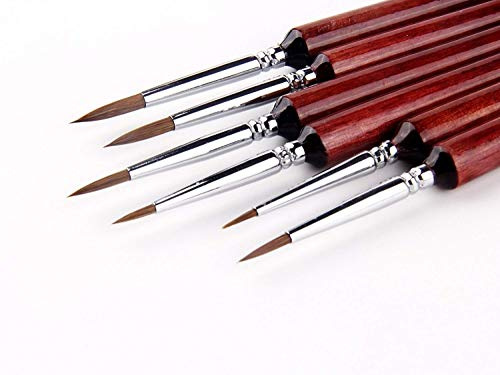 Fuumuui Wiesel Marderhaar Miniatur-Pinsel mit feinen Details für Aquarell, Öl, Acryl, Nagel, Malen nach Zahlen, Gesicht, Modellbau, Strichzeichnung