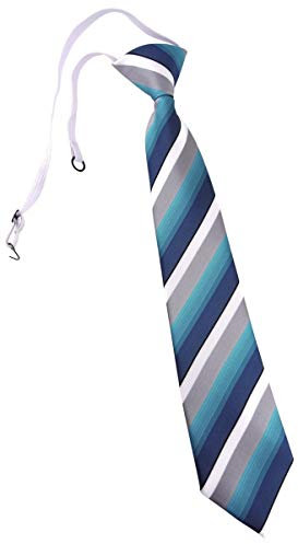 TigerTie Kinderkrawatte in türkis petrol grau weiss gestreift - Krawatte vorgebunden mit Gummizug
