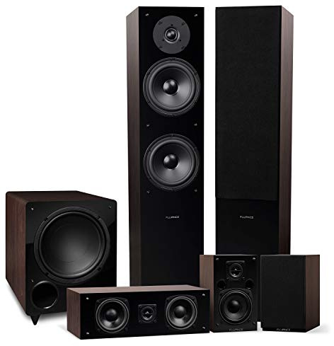 Fluance Elite High Definition Surround Sound Home Theater 5.1 Channel Speaker System Including Three-Way Floorstanding, Center Channel, Rear Surround Speakers and a DB10 Subwoofer - Walnut (SX51WR)