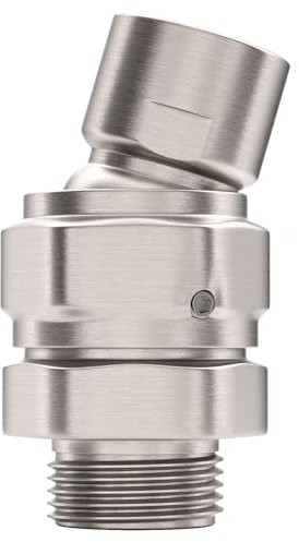 HammerHead Showers® All Metal Shower Head Swivel Ball Adapter, Brushed Nickel | Adjustable Pivot Ball to Adjust Showerhead Angle | Universal Connector Joint Fits Fixed, Hand Held & Rain Shower Heads