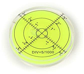 Acrylic Large Spirit Bubble Level 60mm Diameter, Degrees - Acrylic Housing, Surface Level, Bulls Eye Bullseye Vial Round - Perfect for Tripod and More