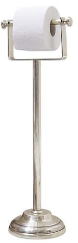 Loberon Toilettenpapierhalter Corinne, Silber | mit Glänzendem Finish, Zeitlose Eleganz mit Vintage-Note, Badzubehör, Bad-Accessoires, Messing