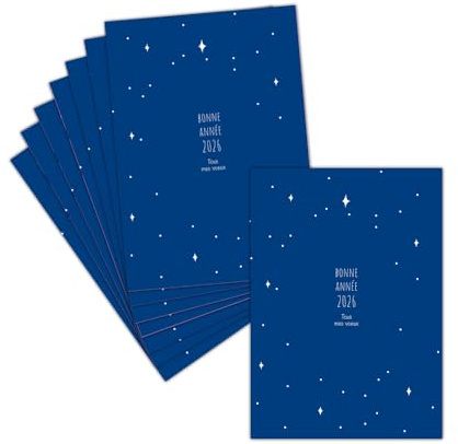 MERCI-FACTEUR.COM Carte de Voeux 2026 Classique - 8 Cartes Pliées (3 Formats Dispos) - Carte Ã‰toiles Lumineuses Pour La Nouvelle Année 2026