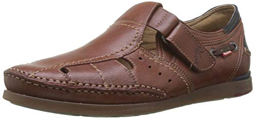 Fluchos - Sandalia de Hombre - Mariner 9882 Tornado Libano - Sandalia de Piel de Primera Calidad - Cierre con Velcro - Color Marrón - Talla 39