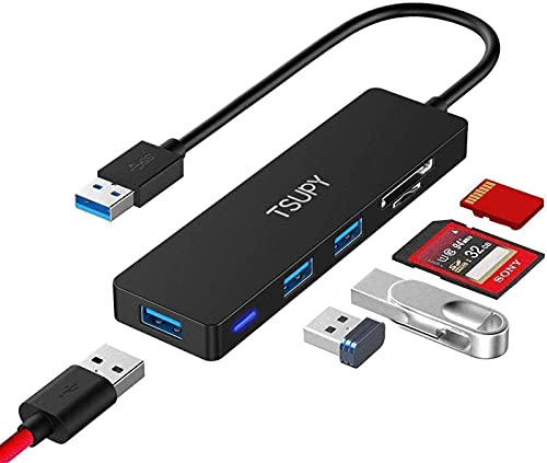 TSUPY Hub USB 3.0, Sdoppiatore Adattatore Multiporta 5 Porte USB con Lettore Schede Micro SD per PC, MacBook, Surface Pro