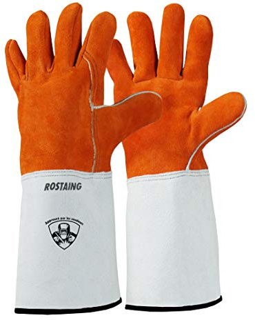 ROSTAING SPLITWELD Gants Soudure Cuir Anti-Chaleur Étincelles Soudeur | Résistant chaleur et métal liquide, protection étincelles, soudeur, cheminée, barbecue, cuir
