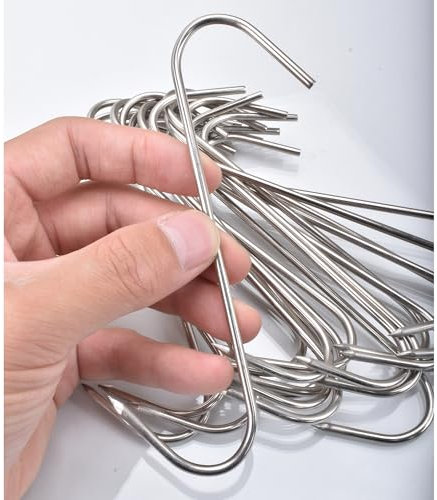 Alele 20Pcs 5 Inches Meat Hooks, Stainless Steel Lightweight Hook for Meat Processing Hanging Smoking (Meat Hooks 20 Pack 5 inch 3mm)