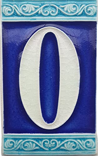Numeri civici fosforescenti dipinti a mano in ceramica italiana numeri piastrelle romana, design romano, piastrelle Dimensioni: 11cm x 7cm (0)