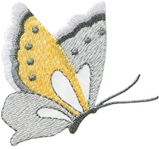 Mono-Quick Bügelbild Aufnäher Patch Applikation zum Aufbügeln Schmetterling Silber Gold 6,0 cm