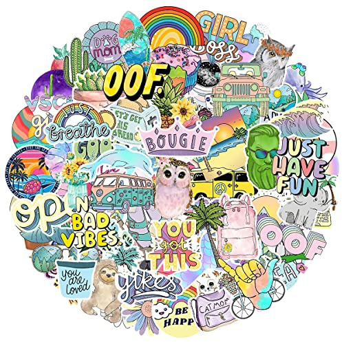 MARSFORCE Vsco Tumblr Aesthetic Stickers 100 PCS, Gift for Kids Teen Adult, Funny Waterproof Vinyl Sticker Set for Laptop Water Bottle Skateboard Scooter Helmet Bumper Suitcase Guitar