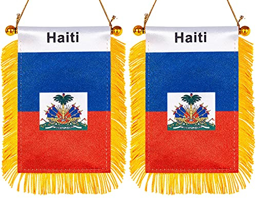 ZXvZYT Lot de 2 drapeaux de fenêtre de voiture (Haiti)