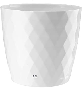 B2C Flowerpot Round Plastic plant pot Crystal Modern Decorative Small Medium Large 7 sizes 9 coolours (White, 30 cm)