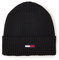 Tommy Jeans Herren TJM Flag Rib Beanie AM0AM10390 Gestrickte Mütze, Schwarz, OS