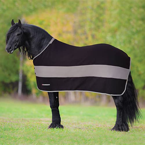 Horsenjoy Abschwitzdecke Jasmine Fleecedecke mit Gurten (135 cm, schwarz-grau)
