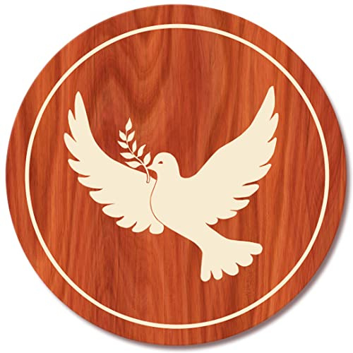 FRIEDENSTAUBE Holzbild 6.2 Ø 30cm · Symbol für Frieden auf Naturholz · Geschenkidee Geburtstag · Danke Geschenk Muttertag · Wandbild Glücksbringer Friedensengel · Wanddeko Regenbogenfarben Wohnzimmer