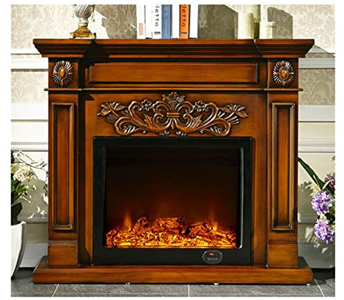 YUHUAWF fireplace Electric Fireplace Insert Firebox Decorative Fireplace Chimneypiece Wood Mantel LED Optical Flame electric fireplace (Color : Brown without heater)