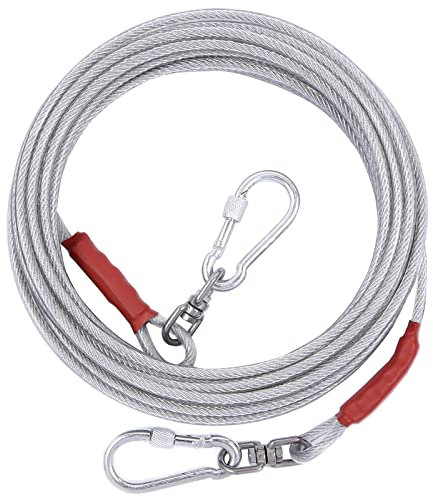Cable de amarre para perros de hasta 125/250 libras, correas y cadenas de 10/20/30/50 pies de largo, cable de corredor para perros pequeños y grandes para patio, línea de plomo resistente para