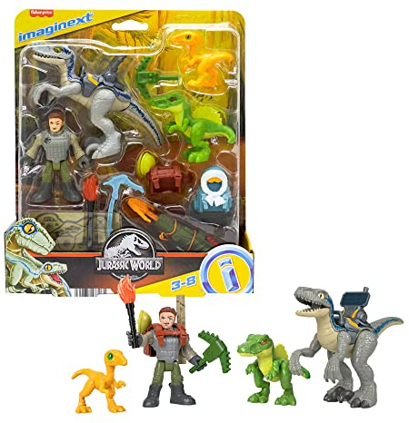 Fisher-Price Imaginext Imaginext Jurassic World Pack Sigue y rastrea Dinosaurios de Juguete con Figura y Accesorios, +3 años (Mattel HND46)