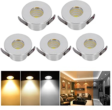Mini Deckenspot Schrankbeleuchtung, 5 Pack Klein Mini LED Einbaustrahler, Dimmbare Unterbauleuchte Küche Led, Led Vitrinenbeleuchtung Spots für Weinschrank/Schrank/Küche/Wohnzimmer