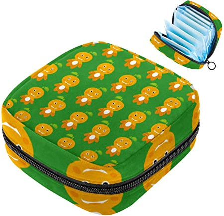 Aufbewahrungstasche für Damenbinden, süßer orangefarbener Mann, Menstruationstasse, tragbare Damenbinden, Aufbewahrungstaschen, weibliche Menstruation, erste Periode, Tasche
