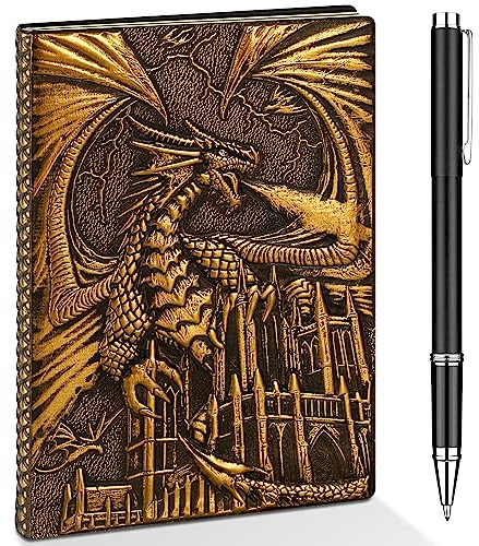 DND Dragon Journal Notebook, 3D Dragon Embossed Notebook mit Stift für Dungeons and Dragons / D&D, Great RPG Zubehör Nerdy Geschenke für DM's & Spieler, 200 Seiten A5 Leder Notepad für Männer & Frauen