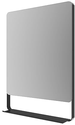 AQUABATOS® Badezimmerspiegel Wandspiegel 60x80 cm mit Ablage Schwarz matt Badspiegel ohne Beleuchtung Hängespiegel Moderne Wohnzimmerspiegel Rechteckige Dekospiegel Aluminium Rahmen