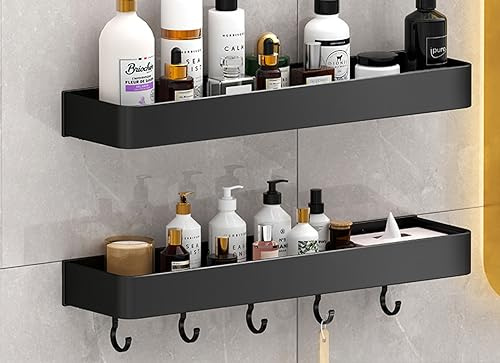 Bathroom Shelf washbasin Toilet Balcony Storage, Double Layer 30cm (Single Layer + with Hook)