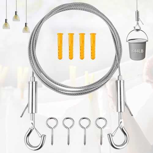 ‎Liekadijiae vajerkit, 5 m vajer i rostfritt stål med justerbar längd, 304 rostfritt stål repspännare, 2 mm rep i rostfritt stål, PVC-hölje, vajer för tvättlina klätterväxter gardiner rep