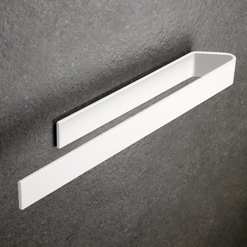 Designfabrik Hamburg Handtuchhalter ohne Bohren | Handtuchhalter Wand für Bad & Küche | Handtuchring | Wandhalter selbstklebend für Badezimmermöbel | Handtuchhalter Weiß 40 cm | Modernes Design