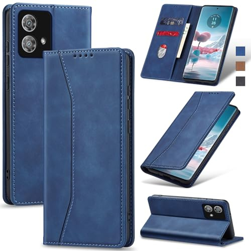 Jasonyu Funda para Motorola Edge 40 Neo Flip Case,Azul | Cuero PU Carcasa,Tipo Libro con Tarjetas y Cartera,Soporte Plegable,Cierre magnético,Capa