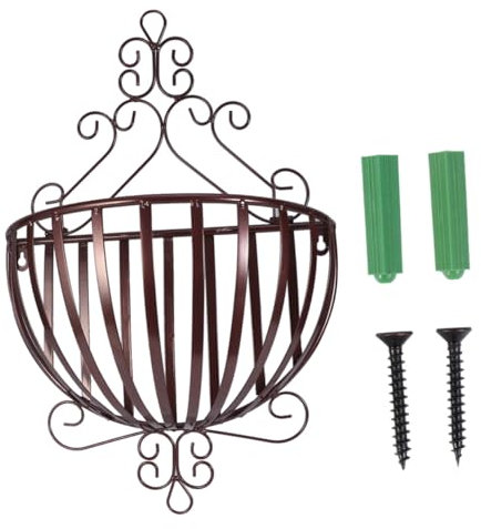 BESPORTBLE Portavasi Da Parete in Ferro Bronzo, Mensola Fioriera Semicircolare Stile Europeo Per Balcone, Cucina e Giardino, Design Drenaggio e Facile Installazione