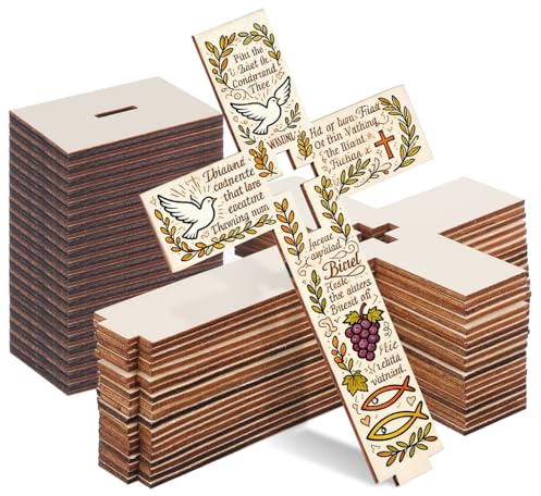 HOMSFOU 20 Stück Stehendes Holzkreuz Heiliges Kreuz Tischkreuzschild Holzkreuzausschnitte Rohling Zum Basteln Ostern Religiöse Taufe Zuhause Party Dekoration