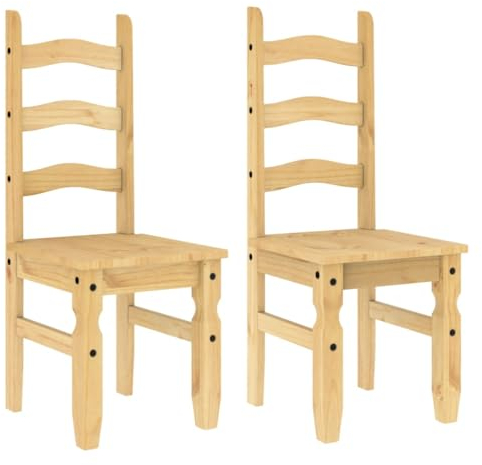 vidaXL Lot de 2 Chaises à Manger, Sièges à Dîner, Chaises de Repas, Meubles de Salle de Séjour Cuisine Maison Intérieur, Bois Massif de Pin