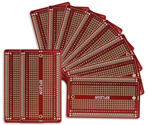 EPLZON Prototype Board Lötbares Breadboard Doppelseitig Leiterplatte PCB Circuit Board zum Schweißen von,DIY elektronische Artikel (Packung mit 10 Stück,Rot)