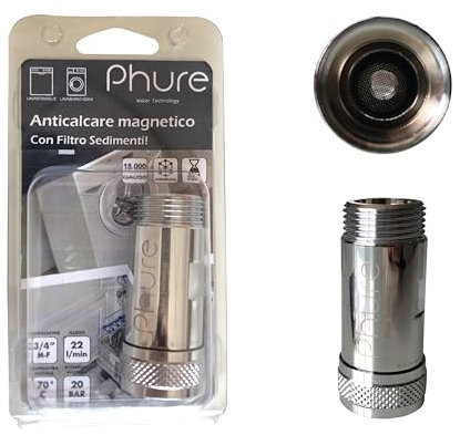 Phure Neokal Dispositivo Anticalcare Lavatrice CON FILTRO SEDIMENTI Filtro Anticalcare Per Lavatrice e Lavastoviglie, Universale 3/4 compatibile con tutte le marche