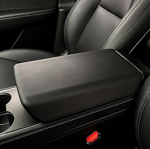 frani Copertina per bracciolo della console centrale progettata per Tesla Model 3 2017-2023/Model Y 2020-2025 (non per Model Y Juniper), design antiscivolo con installazione EZ Snap On - Nero