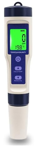 MZZYG Testeur De Qualité De l'eau 5 en 1, TDS Temp EC PH, Compteur De Salinité, Écran LCD, Moniteur De Qualité De l'eau Potable for Aquarium, Testeur Hydroponique Mesure PréCise
