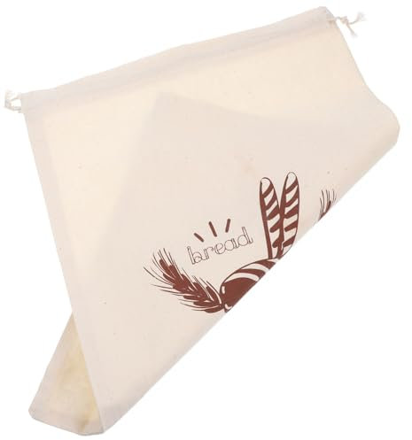BUGUUYO Wiederverwendbarer Beige aus Baumwolle und Leinen Brottüten mit Kordelverschluss Waschbar für Verpackung von Brot und Keksen im Haushalt