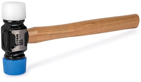 Titan 63412 12oz Double-Faced Rubber Mallet, Forged Steel Head with Replaceable Hard Ends, 12 Hickory Wood Handle
