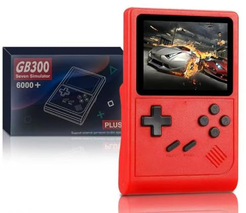 KfHao Damcoola Retro Game Console for Kids & Adults,mini Handheld Game Console Support 6000+ Games with 3.0 Inch Screen, Support TV (Black) (Red)