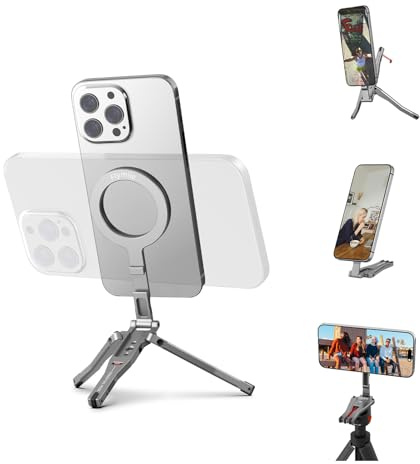 Magnetiskt telefonstativ för MagSafe flygplan telefonhållare, vikbar selfiepinne med kall sko och 1/4 tum skruv hängande magnetiskt stativ för iPhone 17/16/15/14/13/12 Pro Max minitillbehör