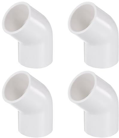 sourcing map 8pcs 45 Degree Elbow Pipe Fittings 1/2 2 Way PVC Furniture Grade Corner Connectors Angle Elbow Side Outlet for Sewer Plumbing Drain Pipe Water Supplies Build Garden, White