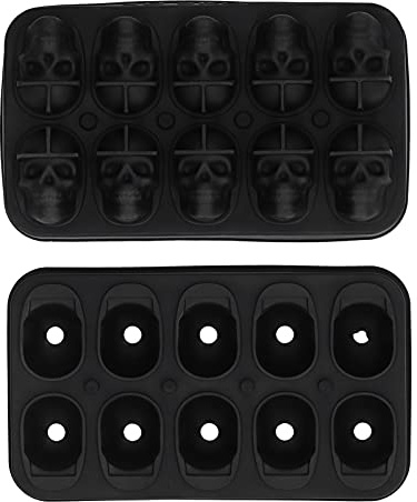 Cubo di ghiaccio professionale stampo stampo nero silicone vassoio di ghiaccio resistente per cocktail di whisky Halloween feste di casa bar ristorante 19x11x4cm 167G