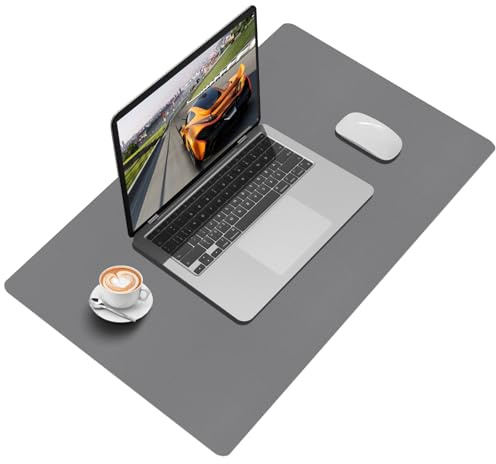 Zindoo Schreibtischunterlage Dunkelgrau 60x40cm – PU-Leder Tischunterlage für Männer & Profis, Rutschfest & Wasserfest, Stilvolle Schreibunterlage für Büro, Homeoffice, Studium