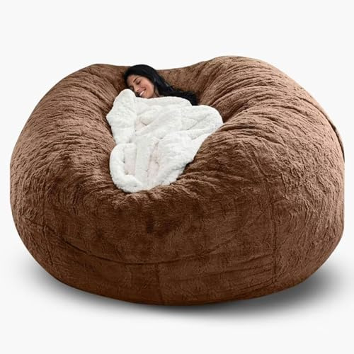 XXL Riesiger Pelz-Sitzsack 5/6/7FT - Kuschelig Weich Robust & Waschbarem-Stoff Bodenkissen Liegekissen Sitzkissen(Keine Polsterung)