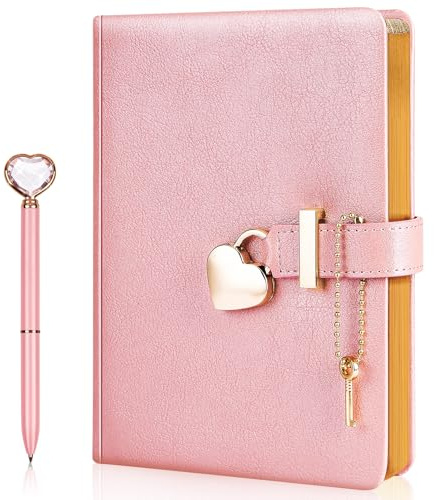OH-JEWPHX Tagebuch mit Schloss zum Schreiben,PU Hardcover Leder verschlossenes Journal,B6 Personal Organizer für Mädchen,Frauen,Jugendliche(Pink
