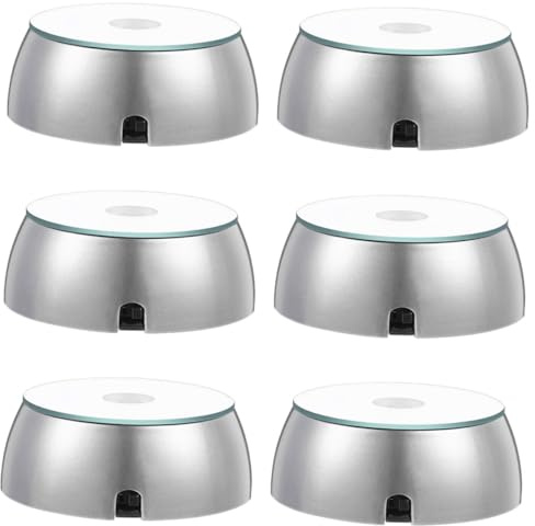 TOYANDONA 6 Pack Led Light Base Colourful Round Lighting Display Base for Crystal Ball Holder Glass Art 3D Figurines Jewellery and Home Decoration Battery Powered Display Stand