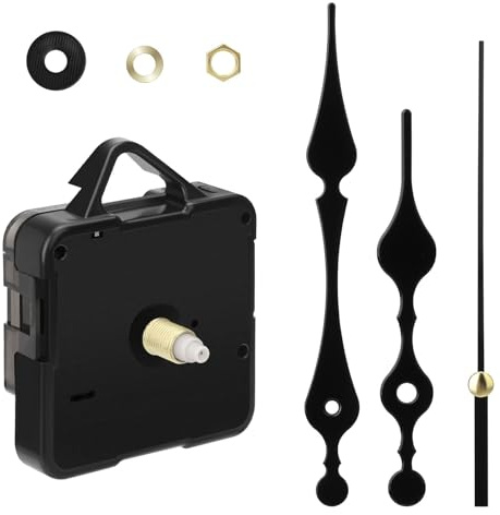 EEEKit Silent Quartz Clock Mechanism Kit, Battery Powered Clock Movement with Hands, High Torque Long Shaft for Replacement DIY Wall Clocks Repair Parts