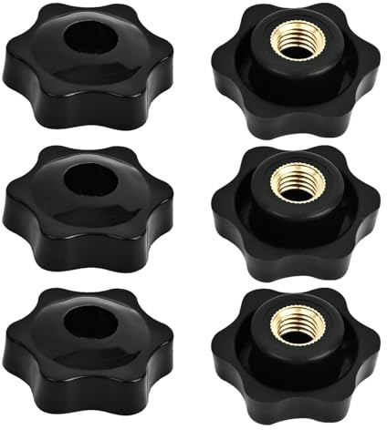 M10 x 38mm Spannmuttern, 6 Stück Sterne-Spannmuttern Griff Schraube Kunststoff Sternmutter | Flügelgriffmutter für Maschinen Systeme Fitnessgeräte Möbel Werkzeugmaschinen