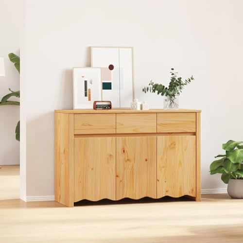 Mimdixy Schrank Küche Vorratsschrank,Sideboard Drammen Eiche 114 x 43 x 75.5 cm Massivholz Kiefer,Eckschrank für Küche,Wohnzimmer,Flur und Esszimmer